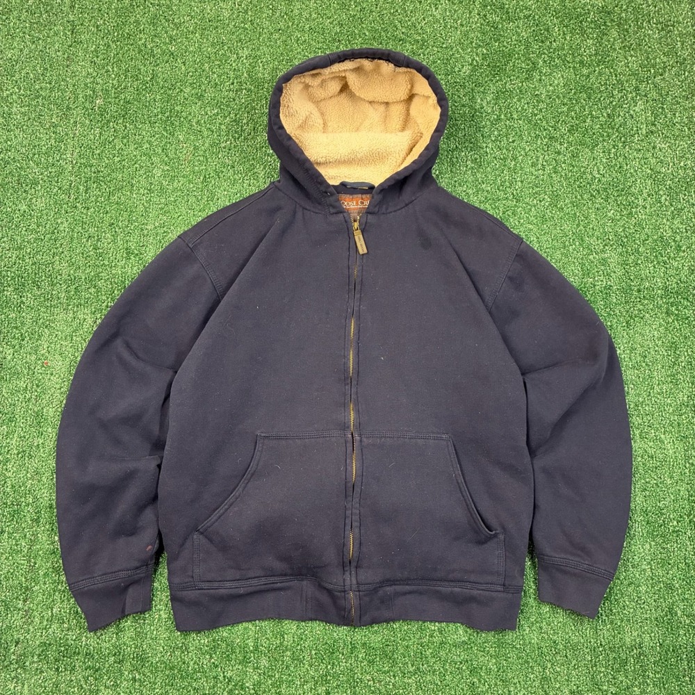 Vintage Moose Creek Zip Up Navy Blue Sherpa Lined Hoodie